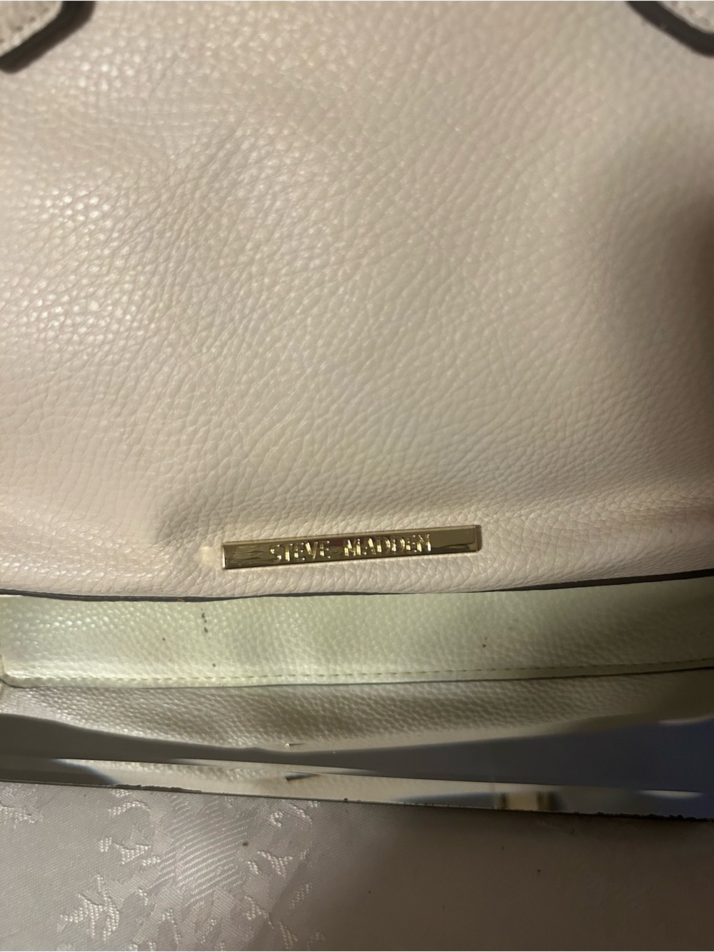 Steve Madden Two-Tone Cream and Pale Pink Pebbled Leather Shoulder Bag